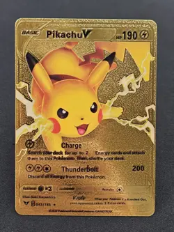 Pikachu V Gold Foil Fan Art Textured Collector Pokemon Card HP190 043/185 - Image 1
