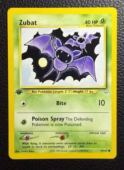 Pokemon TCG Vintage 1st Edition Zubat 59/64 Neo Revelation Common - Image 1