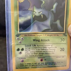 First Edition Golbat 34/62 Uncommon Fossil Pokemon Card, TCG Vintage 1999 LP/NM - Image 2