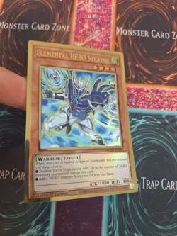 Yugioh Elemental Hero Stratos MAGO-EN004 Premium Gold Rare 1st Edition Near Mint - Image 2