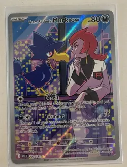 Pokemon Team Rocket's Murkrow Illustration Rare Holo SV10 #200/182 - Image 1
