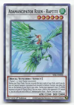 Yugioh Adamancipator Risen - Raptite SESL-EN008 Super Rare 1st Edition NM - Image 1