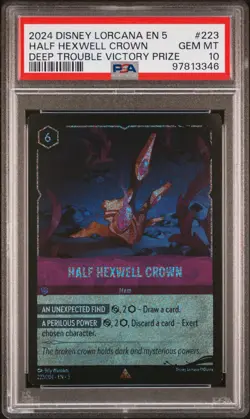 2024 DISNEY LORCANA EN 5-SHIMMERING SKIES #223 HALF HEXWELL CROWN PSA 10 - Image 1