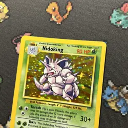Nidoking 11/102 NM/LP -Vintage Rare Holo Pokemon Card- Base Set (1k) - Image 3