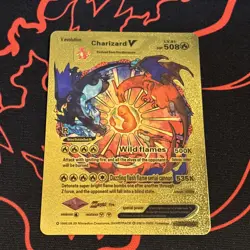 Pokemon Charizard V Gold Foil Fan Art Collector Card - 508 HP - Image 1