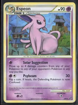 Espeon 2/90 HGSS Undaunted 2010 Cracked Ice Holo Rare Pokemon Card - Image 1