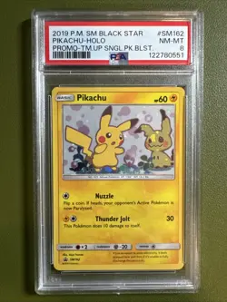 Pokemon Pikachu 2019 SM162 Sun & Moon Black Star Promo Holo Card TCG PSA 8 - Image 1