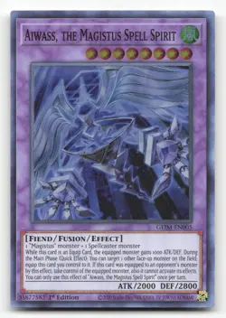 Yugioh Aiwass, the Magistus Spell Spirit GEIM-EN005 Super Rare 1st Edition NM - Image 1