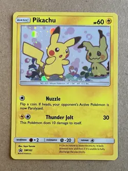 Pikachu SM162 Sun & Moon Promo Holo Rare Pokemon Card - NM - Pikachu & Mimikyu - Image 1