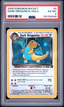 2000 POKEMON ROCKET #5 DARK DRAGONITE-HOLO PSA 6 - Image 1