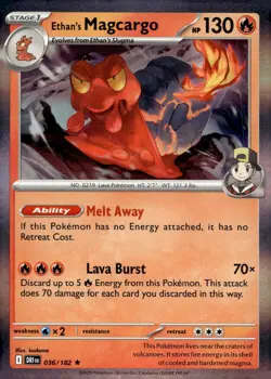 Ethan's Magcargo 036/182 Rare Destined Rivals Pokemon Holo Near Mint - Image 1