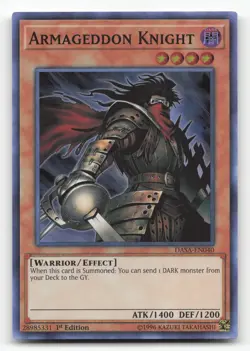 Yugioh Armageddon Knight DASA-EN040 Super Rare 1st Edition NM - Image 1