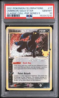 2021 POKEMON CELEBRATIONS CLASSIC COLLECTION #17 UMBREON-GOLD STAR PSA 10 - Image 1