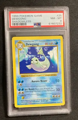 Pokemon 1999 base set Shadowless Dewgong #25 PSA 8 - Image 1