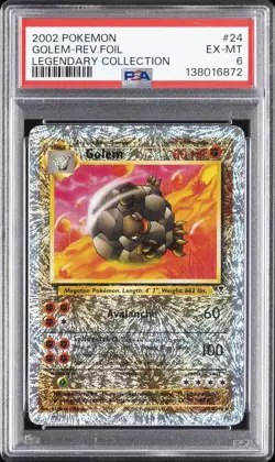 2002 POKEMON LEGENDARY COLLECTION #24 GOLEM-REVERSE FOIL PSA 6 - Image 1