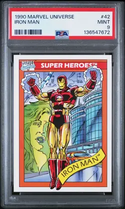 Excellent Centering 1990 Marvel IRON MAN #42 PSA 9 MINT Card Avengers Tony Stark - Image 1