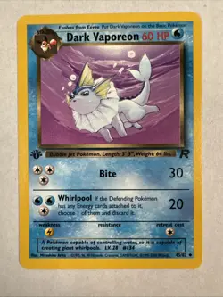 Pokemon Dark Vaporeon TCG 1st Edition Uncommon Card 45/82 LP - Image 3