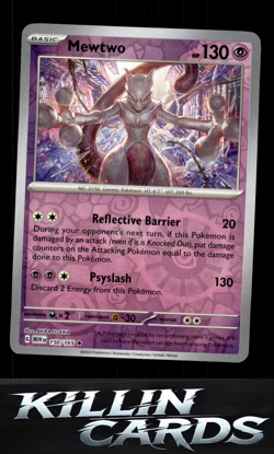 Reverse Holofoil Mewtwo 150/165 Pokemon Rare SV: Scarlet & Violet 151 Card NM - Image 1