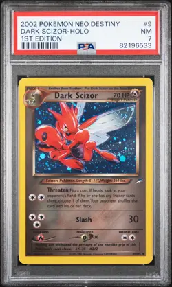 2002 Pokemon Neo Destiny Dark Scizor-Holo Rare #9 NM PSA 7 1st Edition - Image 1