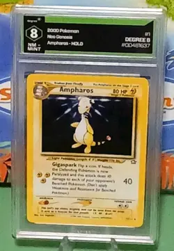Pokemon-Ampharos Holo Rare Neo Genesis/Degree 8 NM-MINT (A.I. Graded) - Image 1