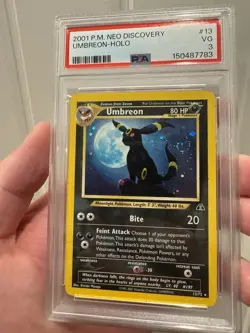 Pokemon TCG Umbreon Neo Discovery Holo Rare Card 13/75 PSA 3 ( SWIRL) - Image 1