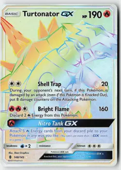 Pokemon Turtonator GX (Secret) - 148/145 - Holo Secret Rare Guardians Rising NM - Image 1