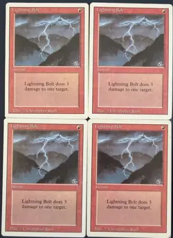 MTG Lightning Bolt x4 - Revised - LP-MP - Vintage Magic - Image 1