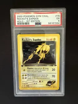 PSA 5 2000 Pokemon Gym Challenge 1st Edition Rocket’s Zapdos Holo #15 - Image 1