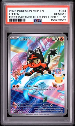 2026 POKEMON MEP FIRST PARTNER ILLUSTRATION COLLECTION #044 LITTEN PSA 10 - Image 1