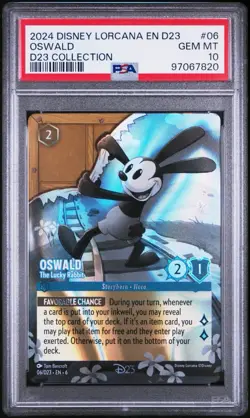 PSA 10 GEM MT OSWALD #06 THE LUCKY RABBIT 2024 DISNEY LORCANA EN D23 EXPO CARD - Image 1