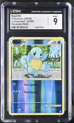 CGC 9 MINT Squirtle 2010 Unleashed 63/95 Reverse Holo Pokemon Card - Image 1