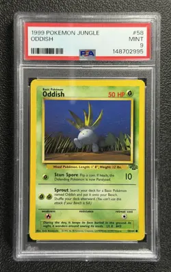1999 Pokemon Jungle #58 ODDISH Base Set Series Common 58/64 Pokemon Card PSA 9 - Image 1