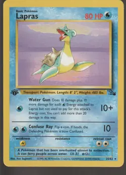 Lapras 25/62 1st Edition Fossil Pokemon Card LP Vintage WOTC - Image 1
