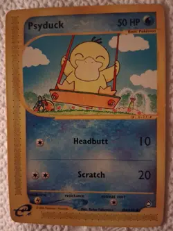 2 Pokemon TCG Aquapolis E Reader Series Psyduck Card 104/147 Common Non-Holo - Image 3