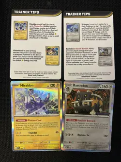 Pokemon Pitch Black Stamped Promo Cards Miraidon & Bastiodon & Trainer Tips Card - Image 1
