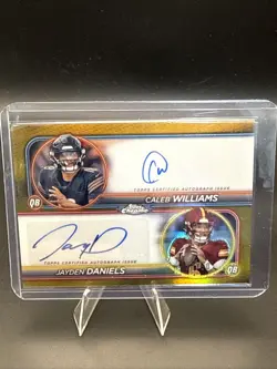 2024 Topps Chrome Dual Auto Caleb Williams, Jayden Daniels Gold Refractor /50 RC - Image 1