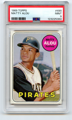 1969 Topps Baseball Matty Alou #490 Pittsburgh Pirates PSA 9 MINT (Low Pop 38) - Image 1