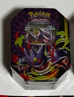 Pokemon TCG Mega Moonlit Tin Mega Gengar ex Factory Sealed - Image 1