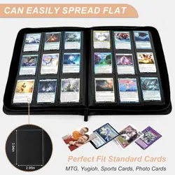 Trading Card Binder 9 Pocket 432 Side-Loading TCG Album Folder Book Zipper Blue - Image 4