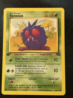 Venonat Uncommon 1st Edition Jungle 63/64 Pokemon TCG MP/HP - Image 1