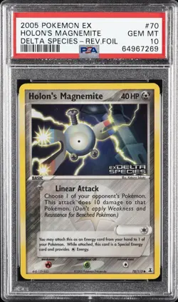 PSA 10 HOLON'S MAGNEMITE 70/113 | POP 19 EX Delta Species Reverse Pokemon Card - Image 1