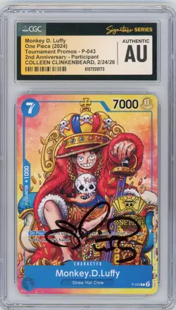 CGC Auth Signed Colleen Clinkenbeard Monkey.D.Luffy 2nd Aniv Stamped Promo P-043 - Image 1