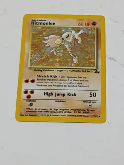 Hitmonlee 7/62 Unlimited Holo Rare Fossil Pokemon Card TCG - Image 1