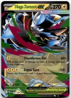 MEGA ZERAORA EX 027/084 -- NEAR MINT -- DOUBLE RARE PITCH BLACK POKEMON HOLO -- - Image 1