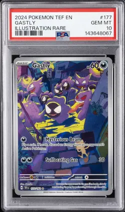 2024 POKEMON TEF EN-TEMPORAL FORCES ILLUSTRATION RARE #177 GASTLY PSA 10 - Image 1