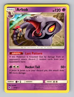 Arbok 27/68 Rare Hidden Fates Pokemon Near Mint - Image 1