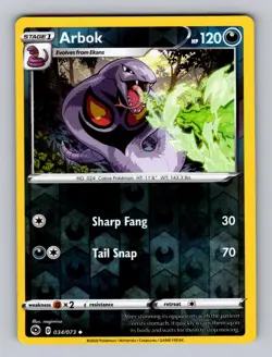 Arbok 034/073 Uncommon Champion's Path Pokemon Reverse Holo Near Mint - Image 1