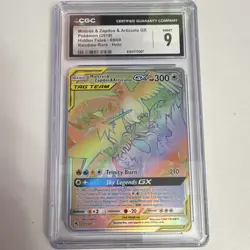 Pokemon TCG- CGC 9 Moltres & Zapdos & Articuno GX 69/68 Rainbow Rare Holo - Image 1