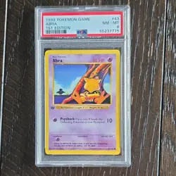 Pokemon 1999 Base Set Shadowless 1st Edition Abra 43/102 PSA 8 - Image 1