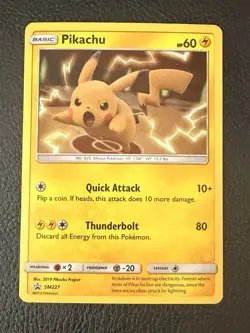 Pokemon Card Sun & Moon Promo Pikachu SM227 Holo - Image 1